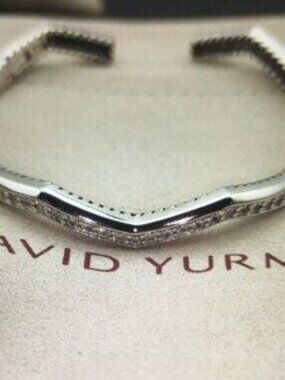 David Yurman Silver and Diamond Chevron Bracelet